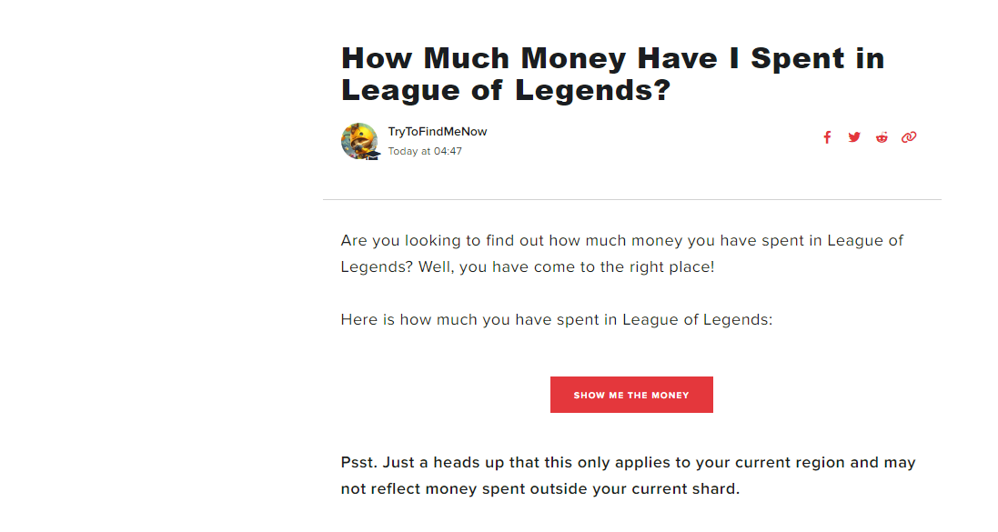 how much money have I spent in LoL