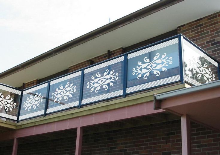 Patterned Glass Balcony with metal railing. Source: Pinterest. Modern Glass Balcony - Chiefway. 