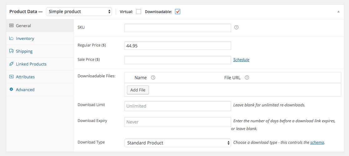 Produto para download WooCommerce