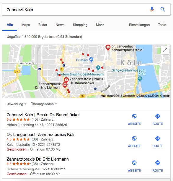 Google My Business sample ranking