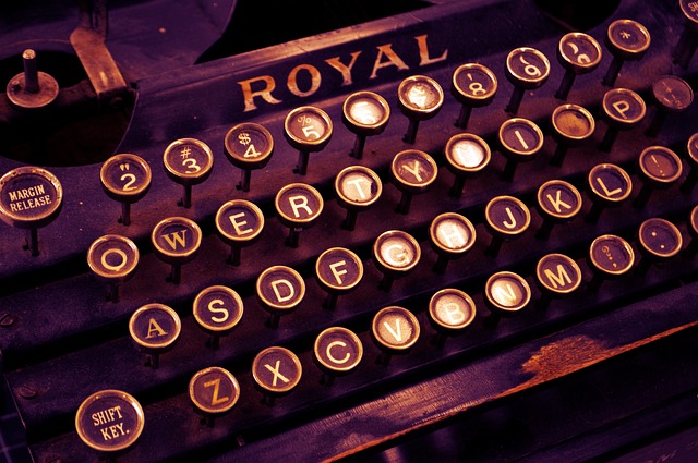 An antique purple and rose gold Royal typewriter, where you can write about anything and everything until your guilt complex is gone.