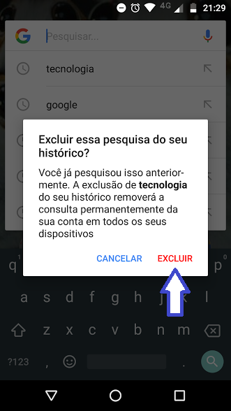 Limpe o Histórico de Pesquisas do App do Google