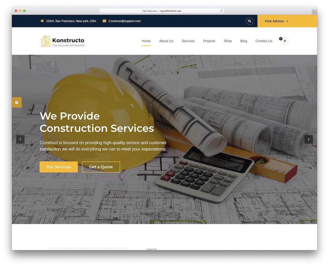 tema de wordpress konstructo para arquitectos