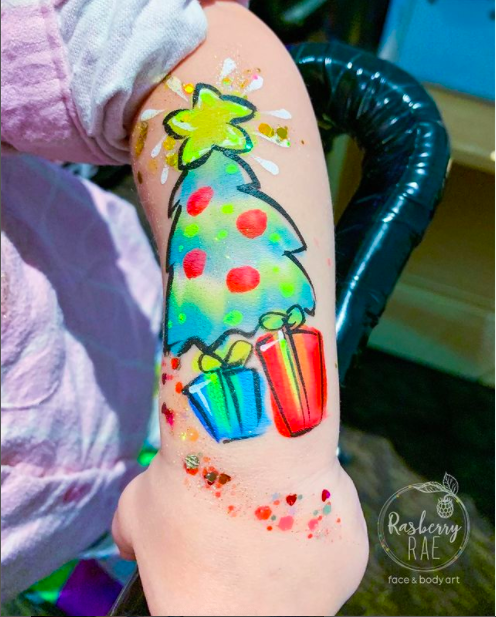 Christmas Tree with Gifts and Star Tattoo