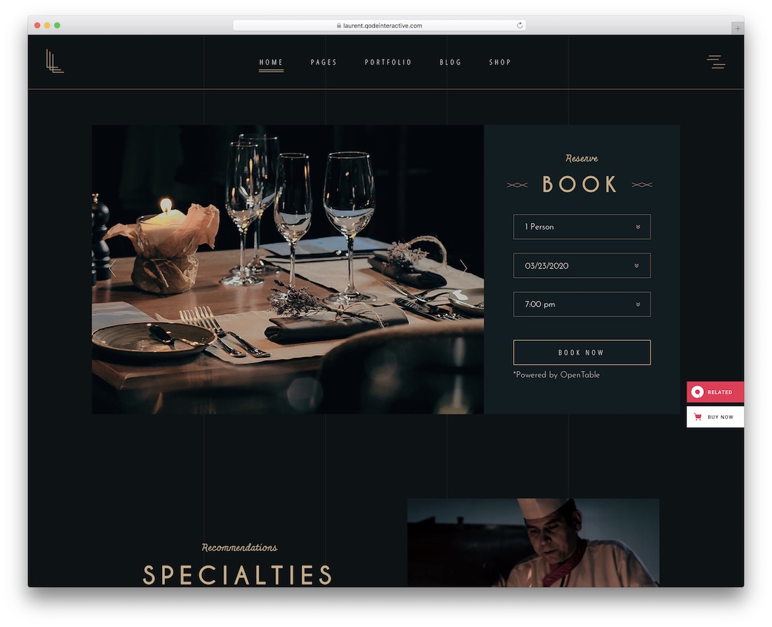 tema de restaurante laurent wordpress