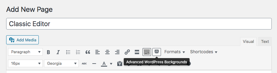 Editor clássico de fundos avançados do WordPress