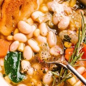 Easy Tuscan White Bean Soup with Parmesan | Diethood
