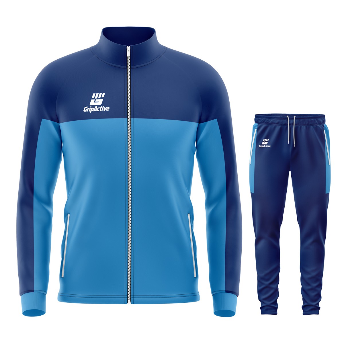 Grip Active Blue and Navy Full Zip Sports Tracksuit