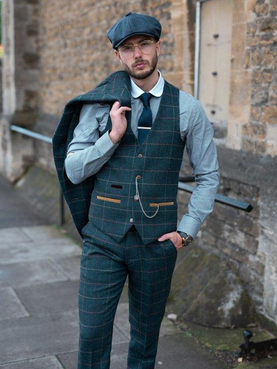 a man dressed in peaky blinders suit for prom outfits for men