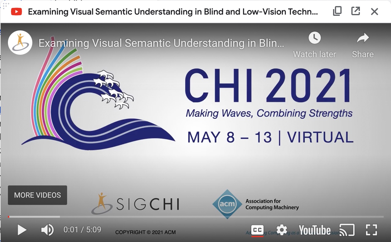 Still image of CHI 2021 presentation title page.