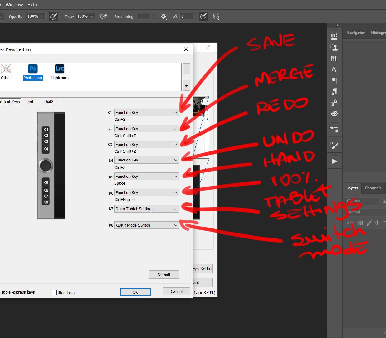 De esa manera se resuelve mi flujo de trabajo, casi todo lo que necesito para el retoque fotográfico está al alcance de mi mano. Todavía tengo que usar algunos atajos de teclado, como elegir pinceles, sellos de clonación y pincel de curación, pero mi mano izquierda está acostumbrada a usar estos atajos todo el tiempo. Estoy contento con esta configuración, por ahora.