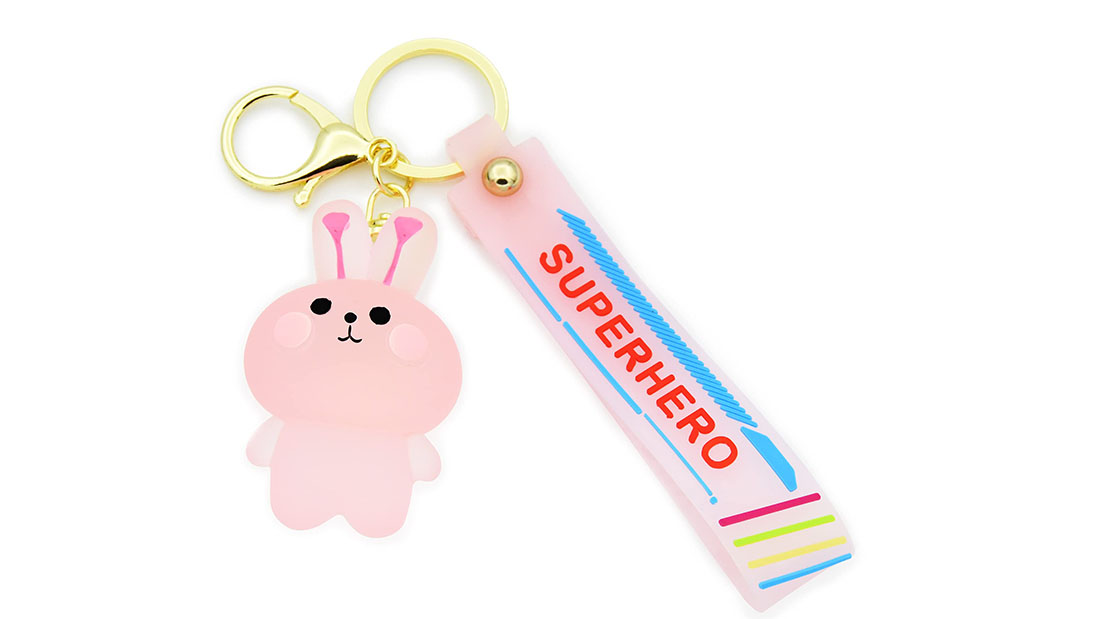 fashion pink rabbit rubber keychain maker wholesale gift items online