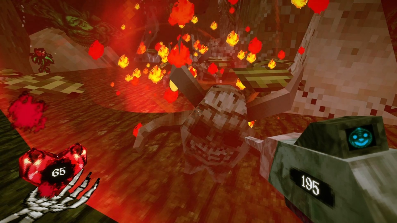A fiery screen with enemies exploding