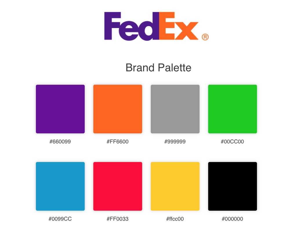 Exemplo de paletas de marca FedEx