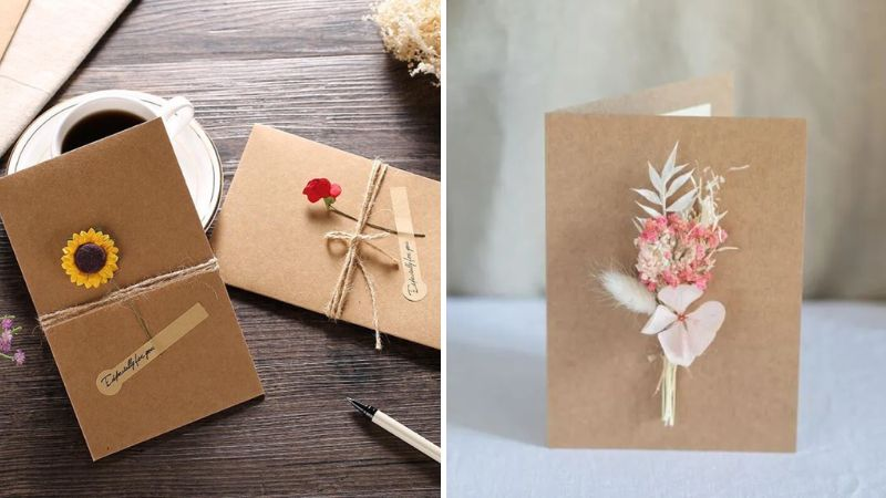 Đơn giản, tinh tế là những gì bạn có thể tìm thấy dễ dàng trên những tấm thiệp làm bằng giấy kraft (Nguồn: Internet)