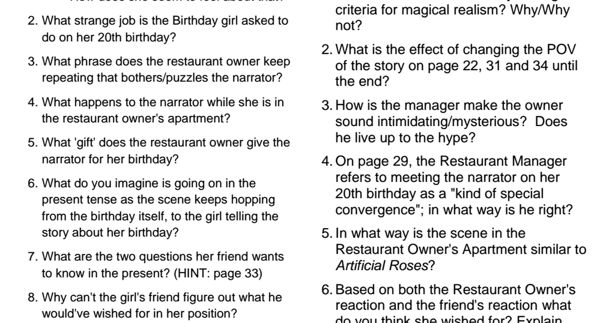 Birthday Girl Questions Pdf Google Drive