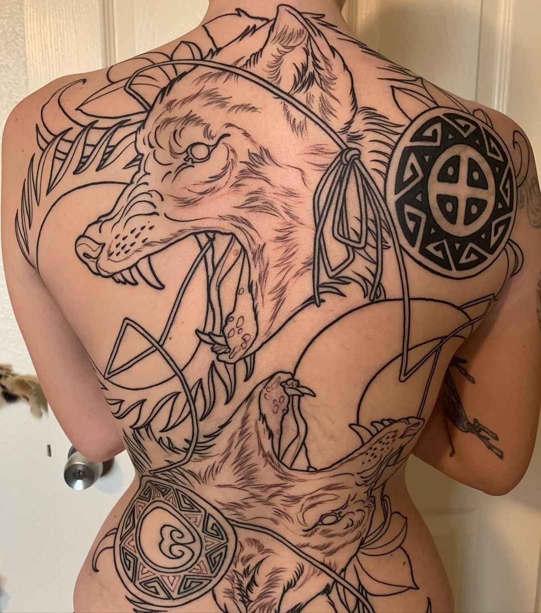 Giant Back Viking Tattoo With Detailed Elements
