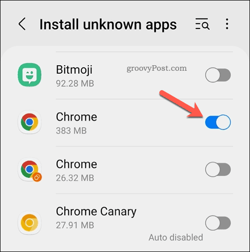 Allow unknown sources on Android