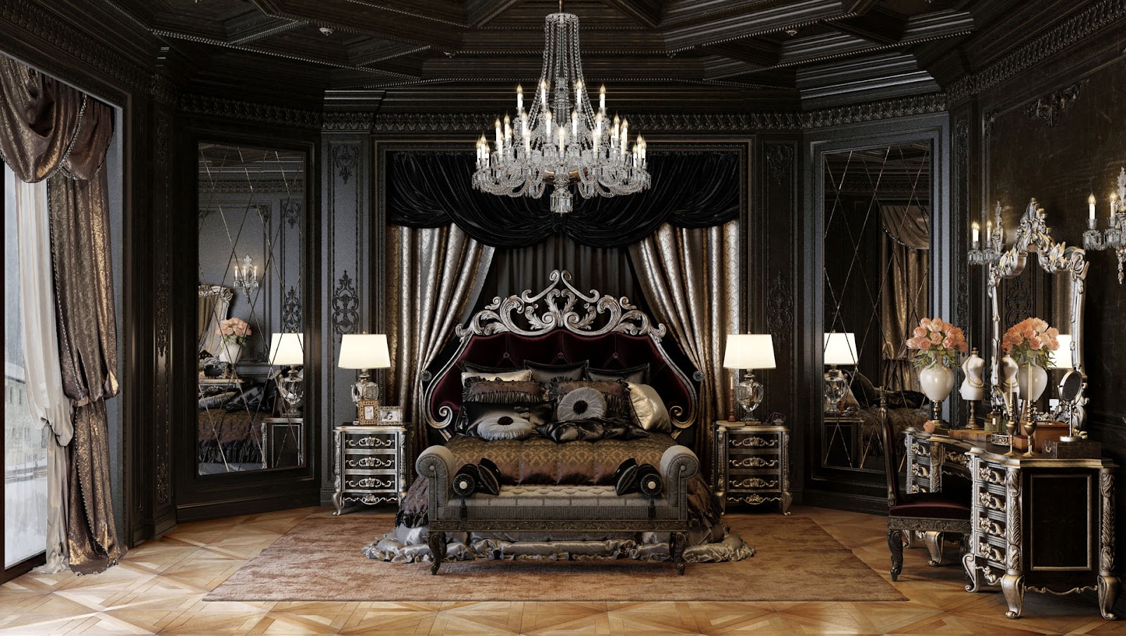 Royal Black bedroom ideas