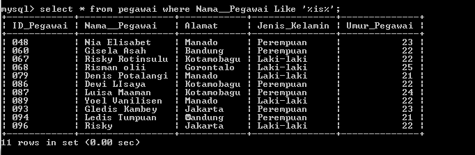 C:\Users\Aras\Documents\Tugas semester 1\Basis data\Tugas besar\7 Like, Order by, Grup By, Asc, Des\Like\Pegawai\Like 50.PNG