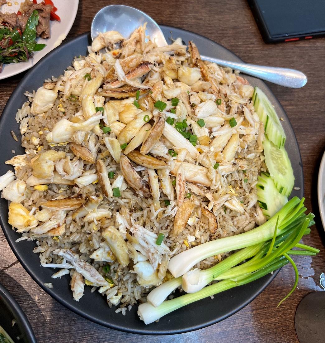 Source: Giselle Wee-Ong  Here Hai’s Insane Crab Fried Rice is one of the most famous crab fried rice in Bangkok.
