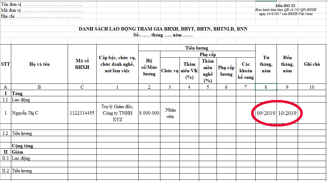 Hướng dẫn lập mẫu D02-TS theo quy định mới nhất của Luật BHXH
