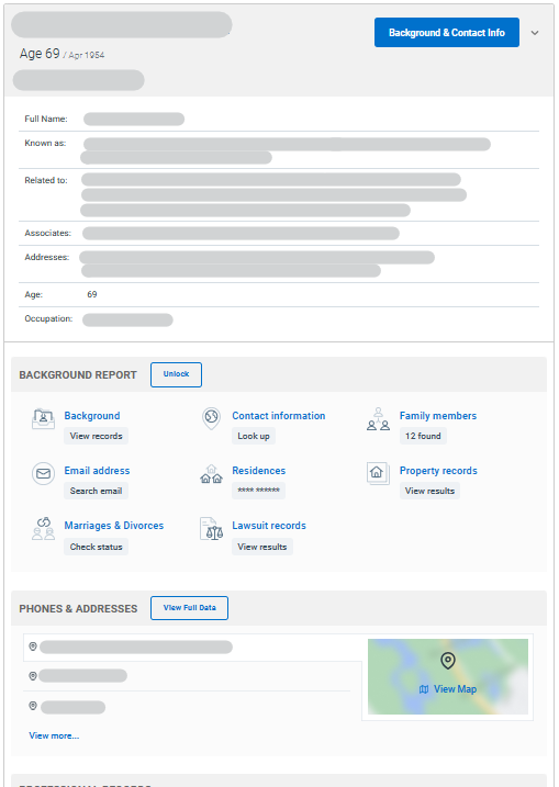Example of a data broker profile