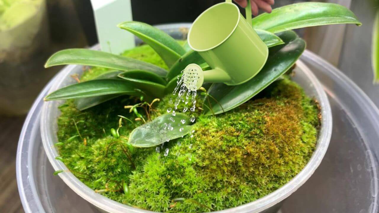 Slowly Pour Water Through Moss To Top-water Orchids