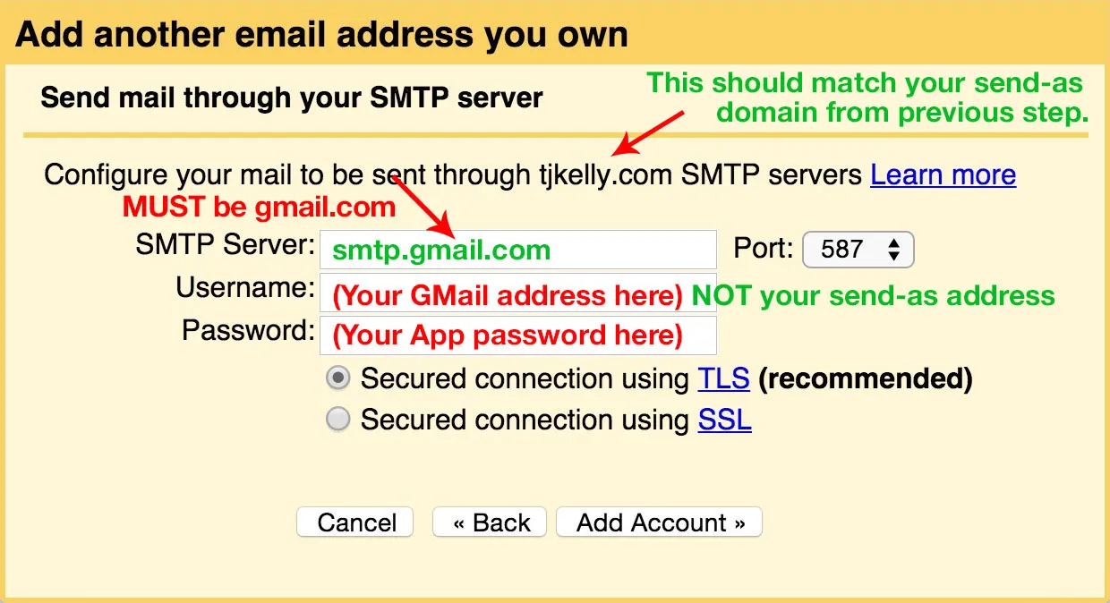 configurar el servidor SMTP