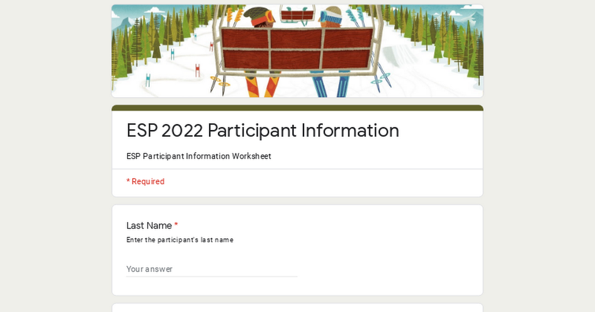 ESP 2022 Participant Information
