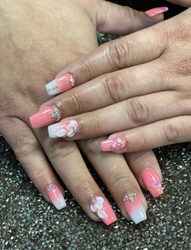 Crystal Daisy Ombre Nail Designs