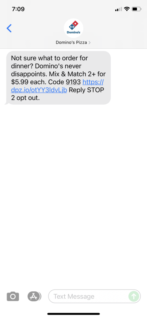 sms marketing campaigns | domino pizza marketing sms