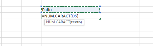 Fórmulas Excel =NÚM.CARACT()