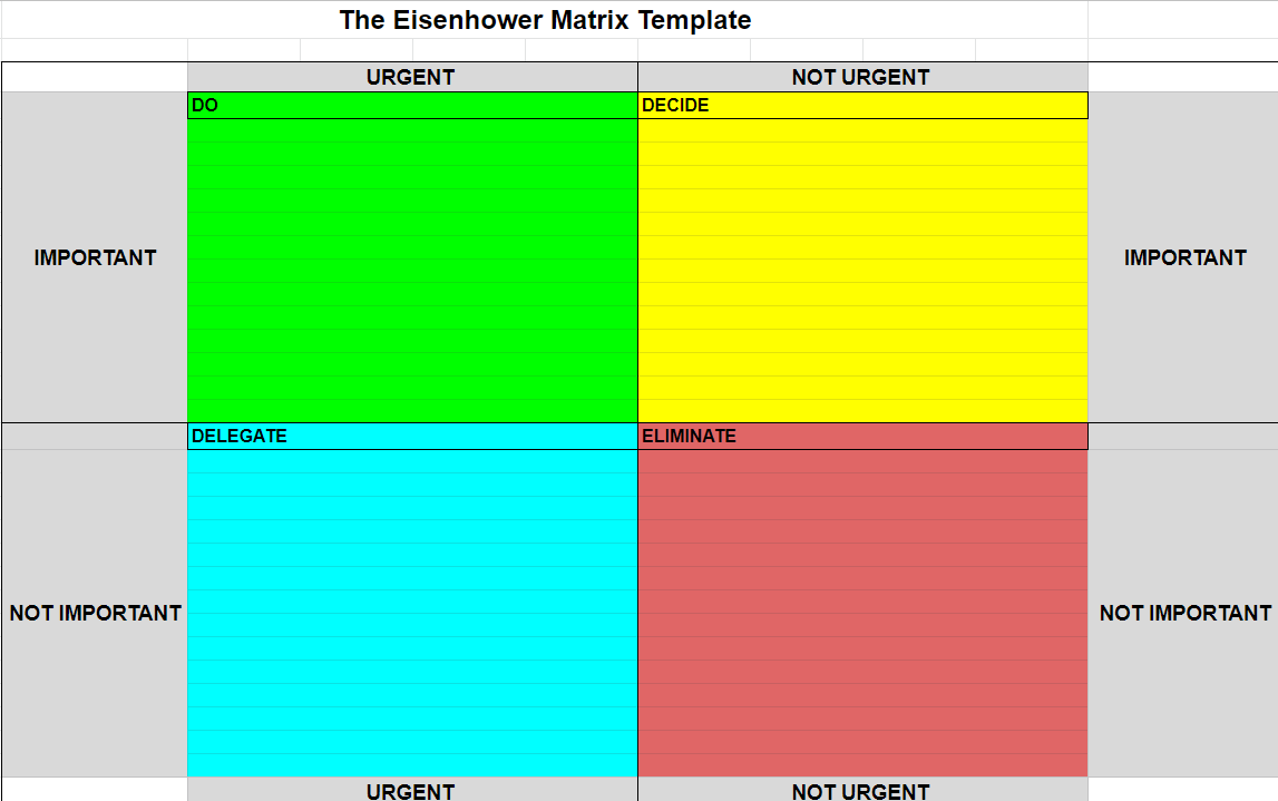 Free Eisenhower Excel Template Download