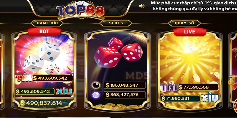 Top88 có rất nhiều thể loại Tài Xỉu khác nhau để anh em lựa chọn
