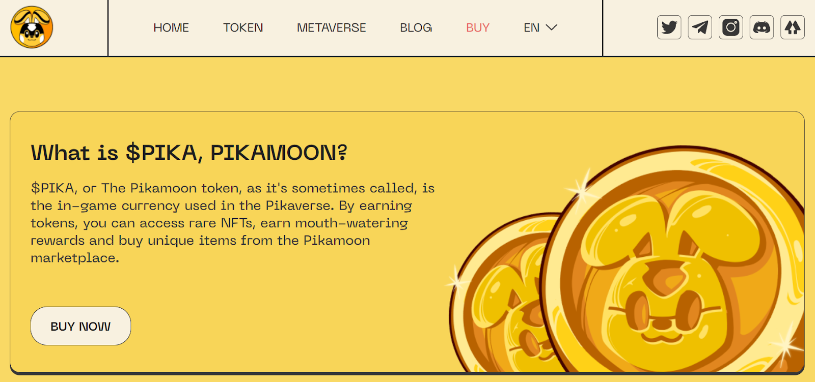 A screenshot of the Pikamoon website