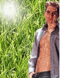 animated gif of a shirtless man with sparkles and a quote from Twilight overlaid across him