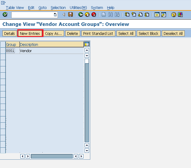 SAP Vendor Account entry