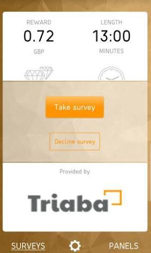 Triaba Survey interface and information