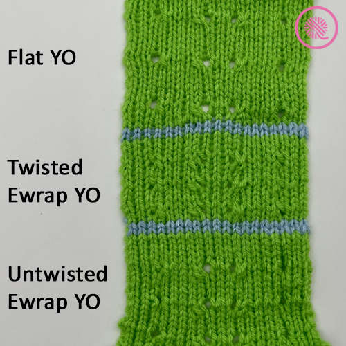 how to loom knit eyelets yarnover comparison