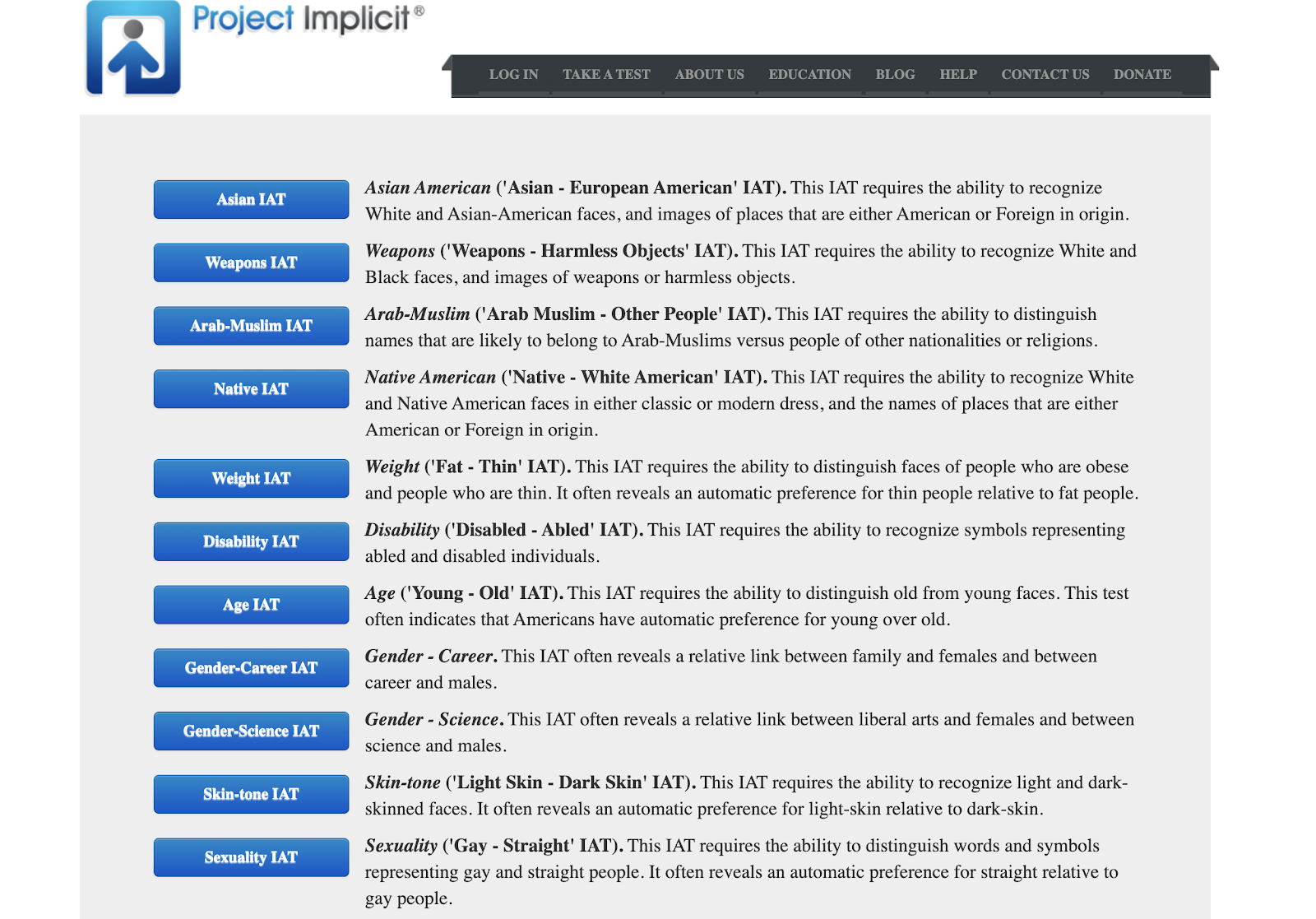 Thuê để có sự đa dạng - Ảnh ví dụ về Project Implicit.