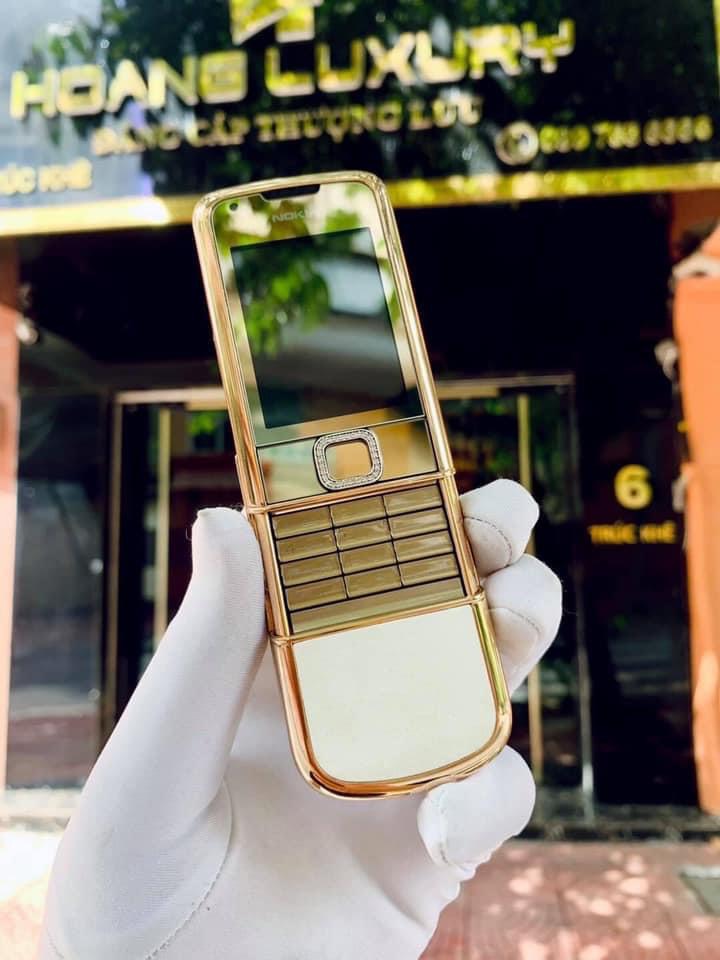 Nokia 8800 vàng hồng da trắng đính đá