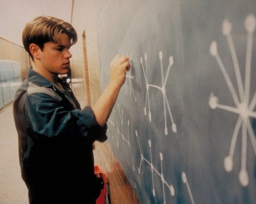 This image is not ours, it's a clip screengrab from good will hunting (the movie) of the janitor doing math equations on the chalk board. Get ready for some maths.