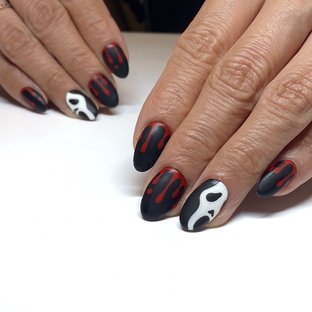 Short Bloody Ghost Nail Design