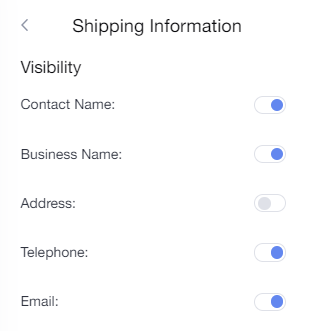 shipping information toggles