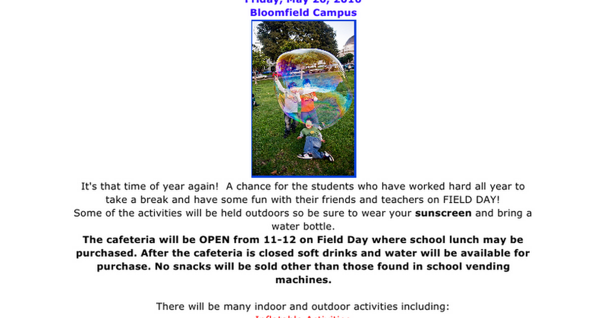field day 2017 information letter