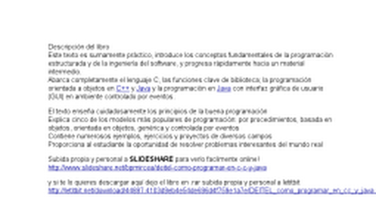 Libro como programar en c c deitel y deitel google docs