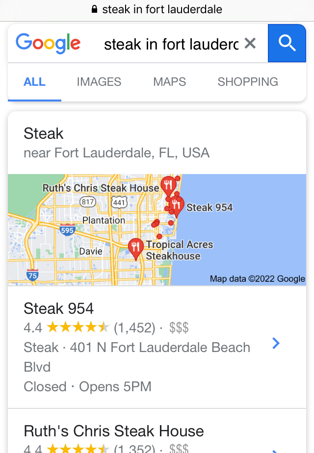 google-search-steak-in-fort-lauderdale