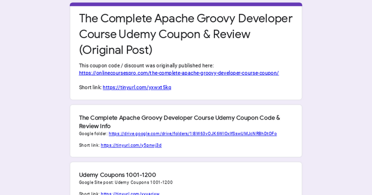 The Complete Apache Groovy Developer Course Udemy Coupon & Review