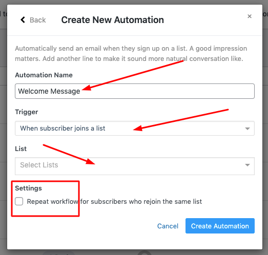 A screenshot of weMail’s second step of email automation in WordPress.